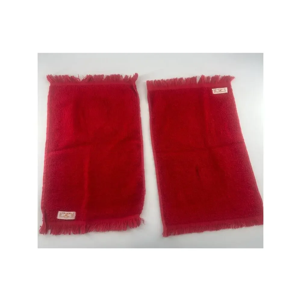 Vintage Cannon Christmas Hand Towels Red Candy Cane Holiday Tree Retro Bathroom